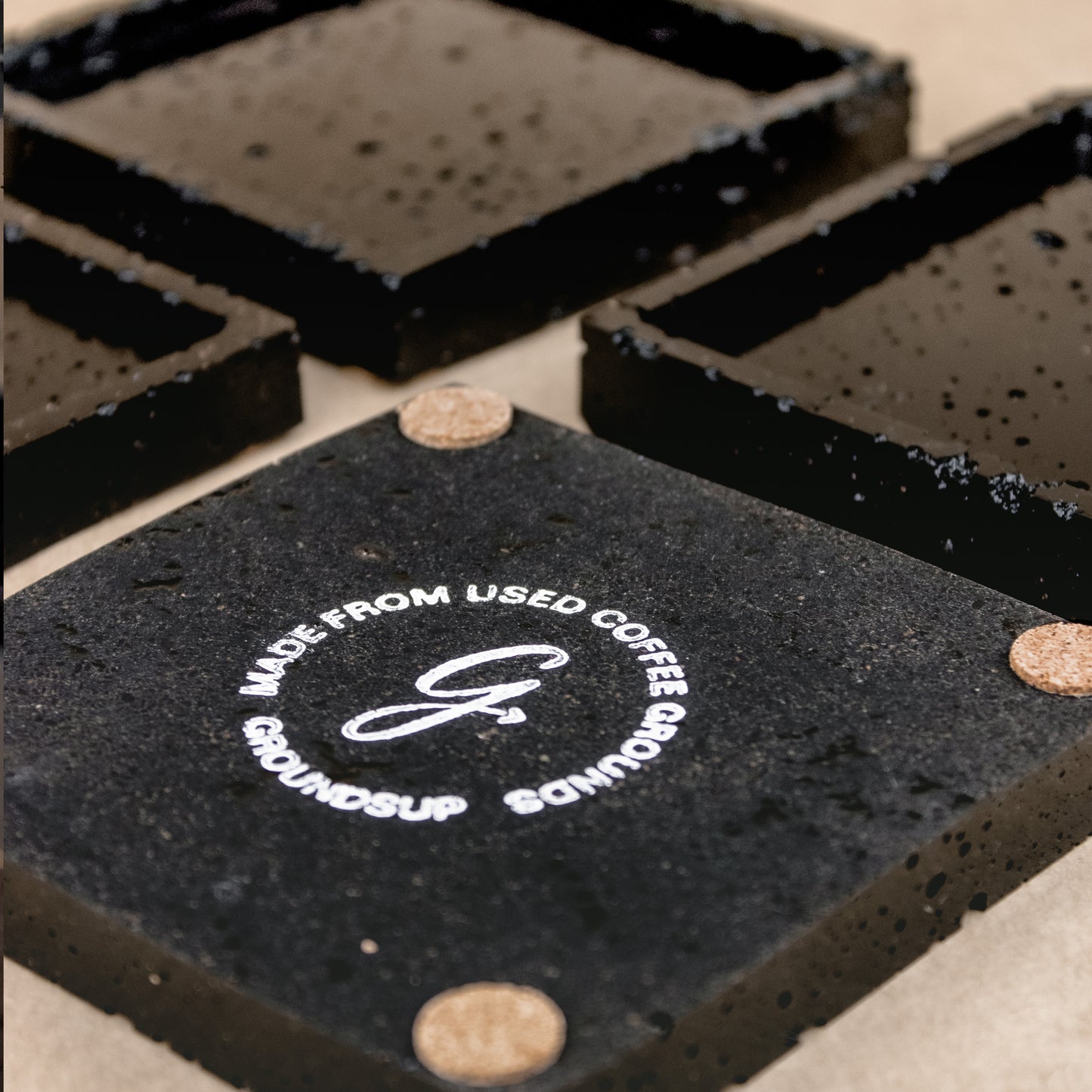 Sustainable coffee coasters made with used coffee grounds
